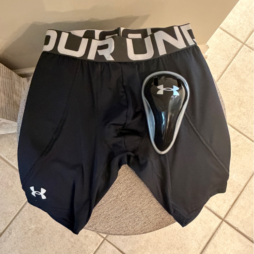 Brand New -  Under Armour Sliding Shorts with Cup - Youth Large